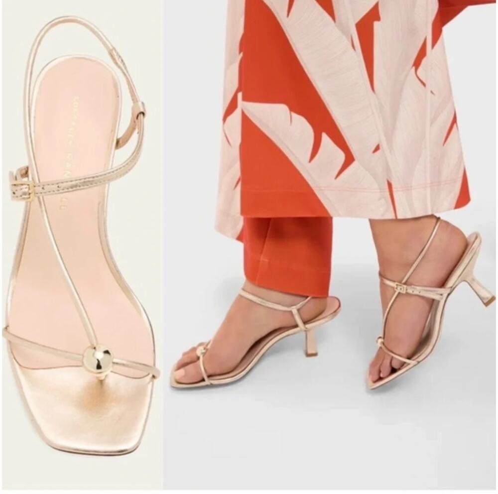Loeffler Randall Triana Heels 7.5 NWT Metallic Gold Champagne Sandal Tuckernuck
